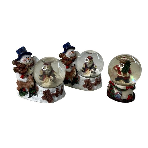 Lot 3 Vintage Mini Snowman Christmas Snow Globes u Display Figurines - Picture 1 of 9